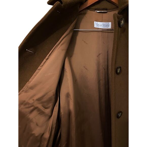 Max Mara Virgin Wool Cashmere Coat US 8 Brown Collared Barn Chore Coat Luxury - Picture 7 of 16